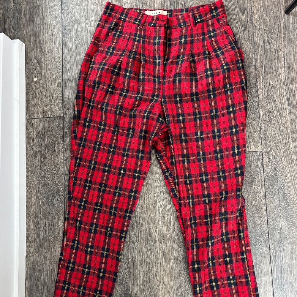 Red Plaid Urban Renewal Cigarette Pants